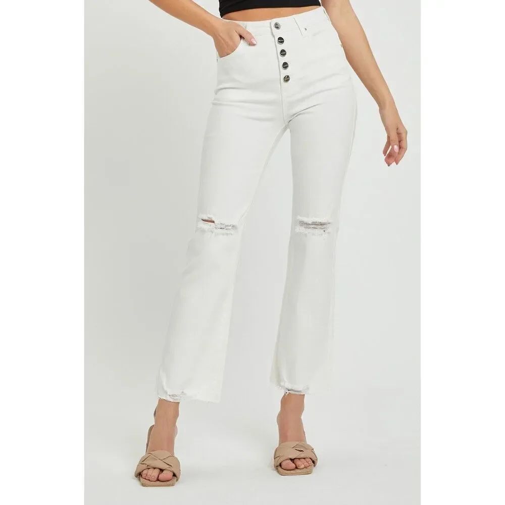 Risen Women’s White High Rise Button Fly Crop Jean Sz 11/30 NEW
